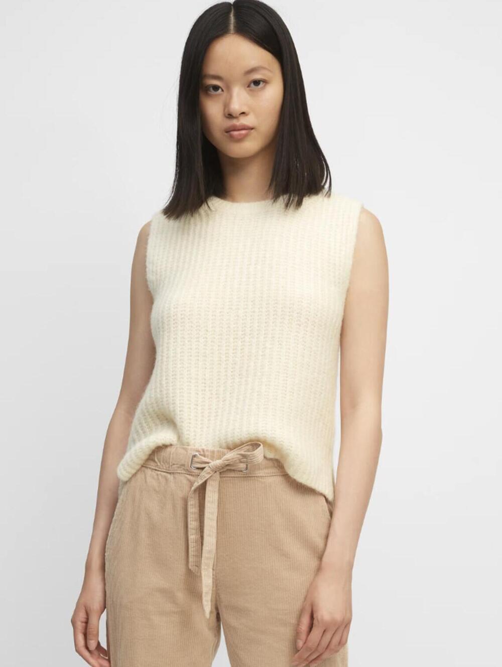 Marc O'Polo Stockholm Cream Sleeveless Alpaca Wool Jumper - Size - Medium